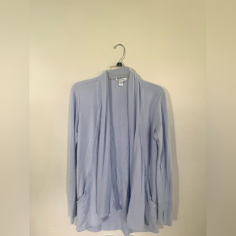 Athleta Light Blue Open-Front Draped Cardigan